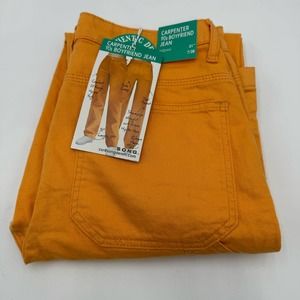 S.O.N.G. High Rise Carpenter 90s Boyfriend Jeans Orange Sz 7/28 Straight Y2K R17